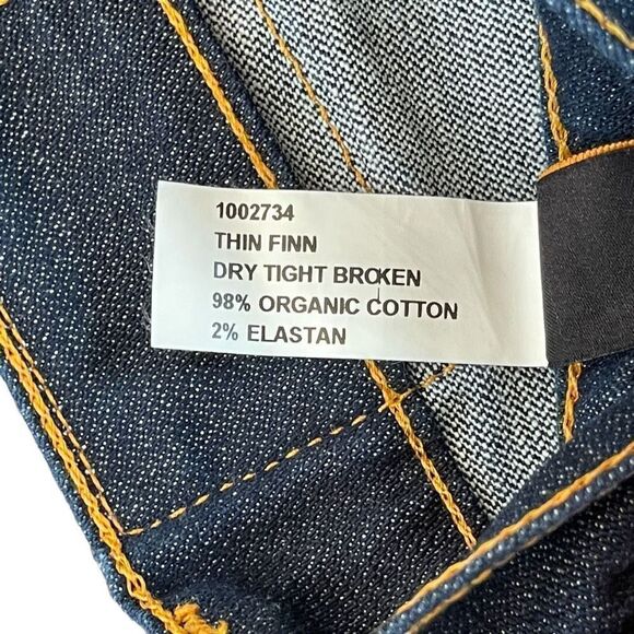 Nudie Jeans Co. Men's Thin Finn Dry Tight Broken Denim Jeans Slim Fit Dark Sz 28 - Picture 7 of 10